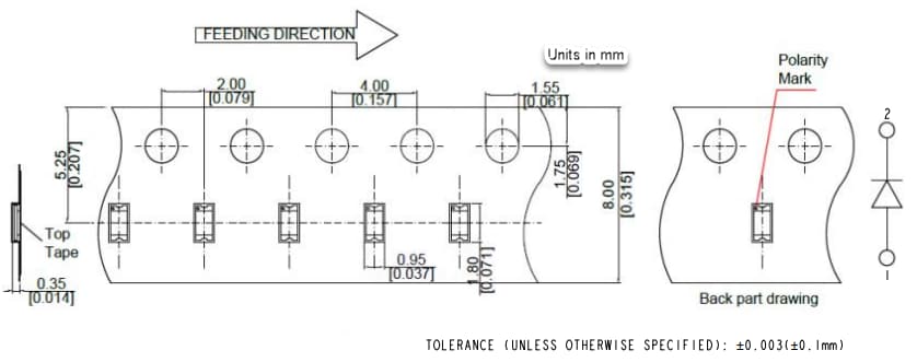 Mechanical Drawing - Dialight 0603 Low Profile Surface Mount LEDs